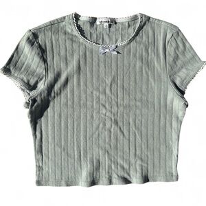 Reformation Sage Ribbed Crop Top